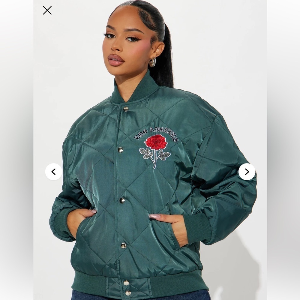 Fashion Nova Sienna Rose Bomber Jacket - Hunter